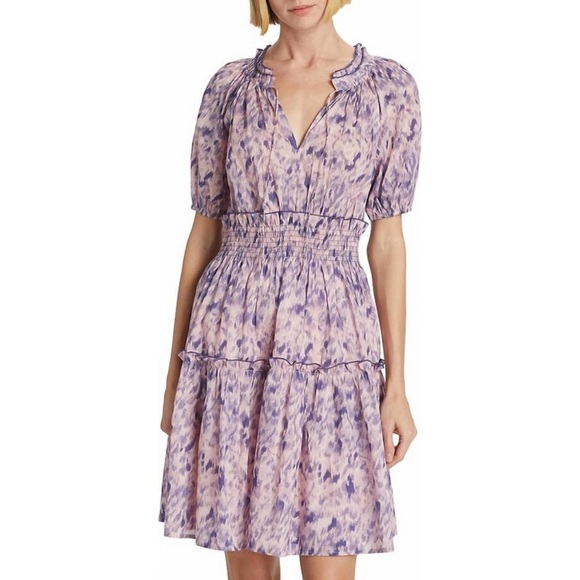 NEW $238 Rails Fiorella Cotton Ikat-Inspired Mini dress Medium Pink Geometric - Picture 1 of 14